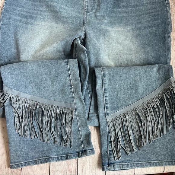 DG2 Diane Gilman Fringe Jeans NWT 2XT - Picture 5 of 8